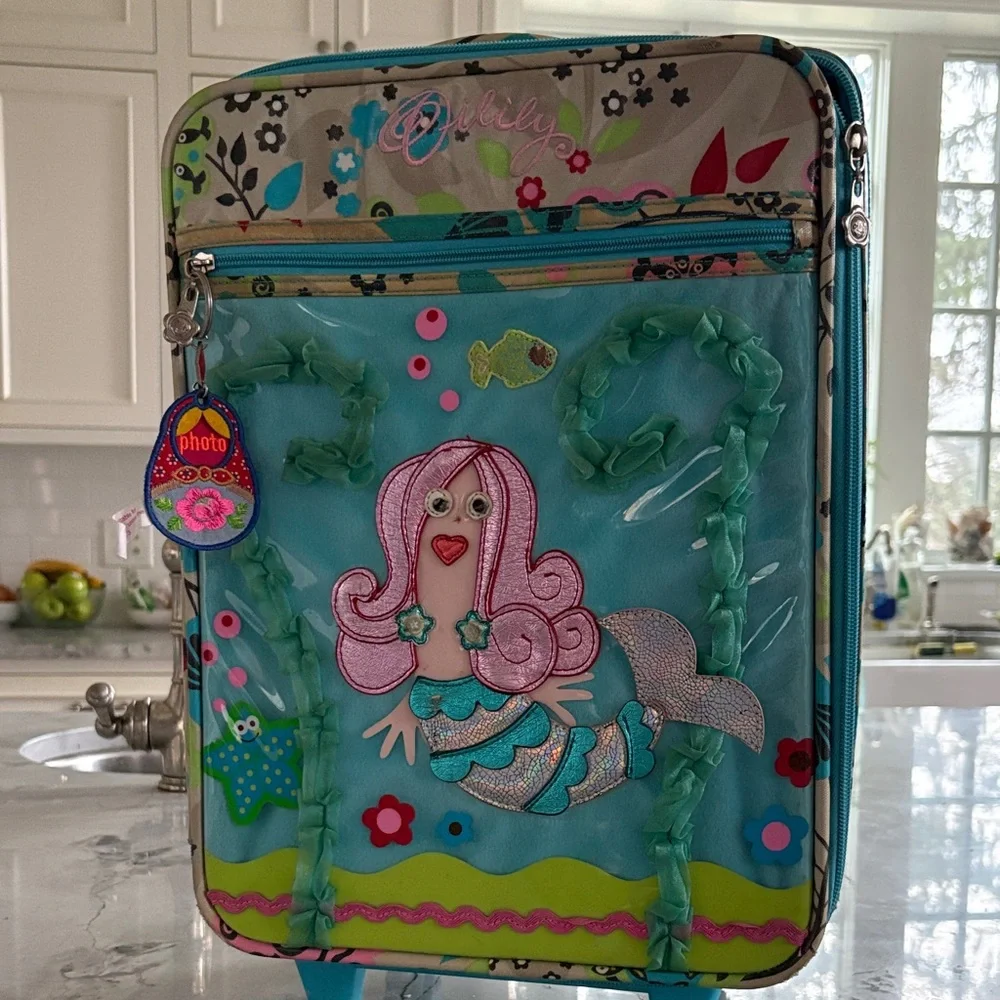 Oilily Blue and Pink Mermaid Kids suitcase - Picture 1 of 13